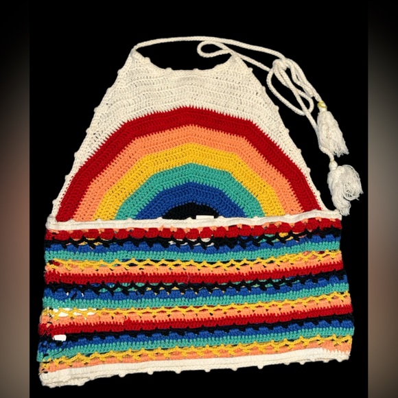 Forever 21 knit halter crop top with rainbow detail Boho, looks of free people - Picture 4 of 6